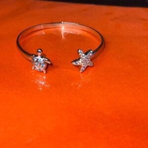 Silver Starfish and Turtle Bangle for child